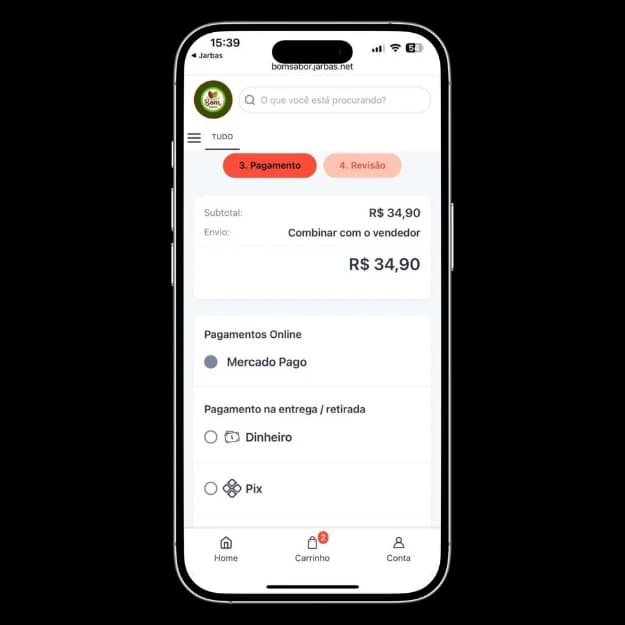 Receba pagamentos direto pelo cardápio digital