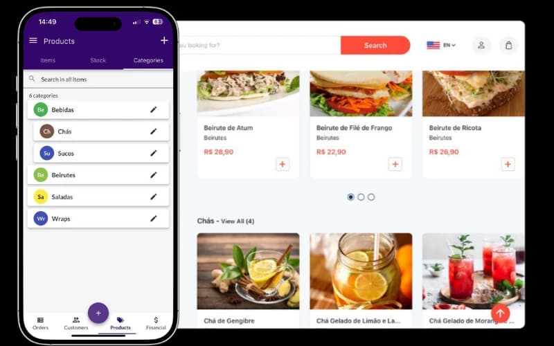 Jarbas app showing the quotation system with a list of ordered and organized values
