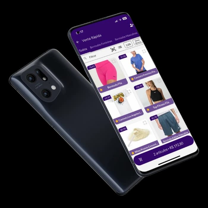 Pantalla de ventas rápidas de Jarbas que muestra productos para ordenar a través del teléfono móvil.