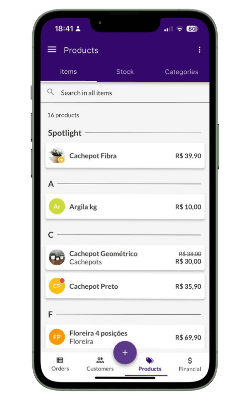 Jarbas screen adding items to an order with subtotal, delivery and discount