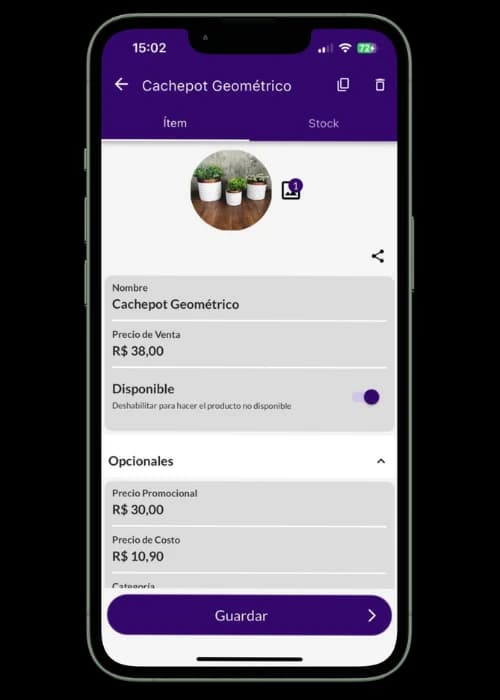 Registro completo de productos