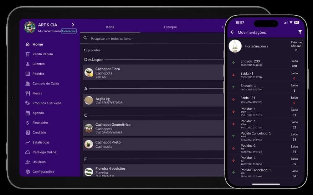 Organização de produtos por categoria