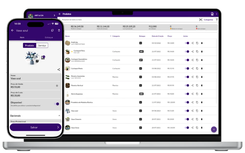 Cadastro de produtos completo