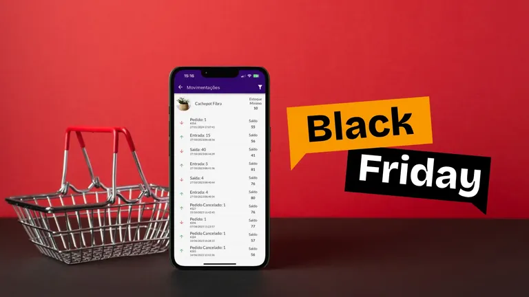 App Jarbas exibido ao lado de carrinho, simbolizando gestão na Black Friday