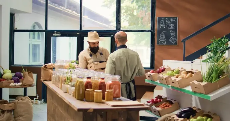 Comerciante registrando informações do cliente ilustrando um cadastro de clientes eficiente